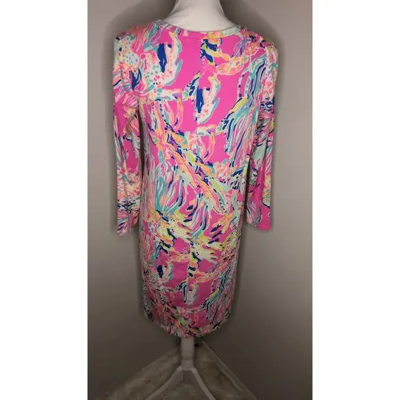 Lilly Pulitzer Devon Tiki Pink Sunken Treasure Shift Dress M - Picture 3 of 7